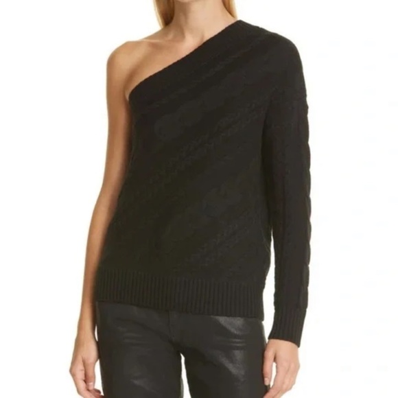 NWT L'agence Zoey cable knit merino wool black sweater - Picture 4 of 9